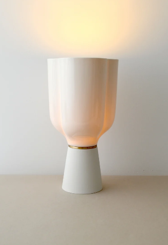 Lampada da Tavolo in Porcellana e Ottone Color Calcare E27